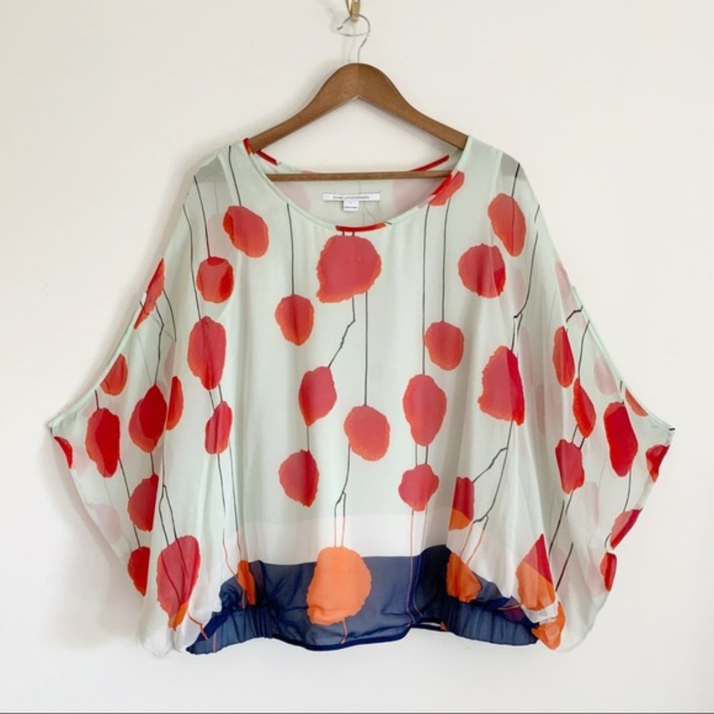 DIANE VON FURSTENBERG Robyn Silk Top Blouse Batwing